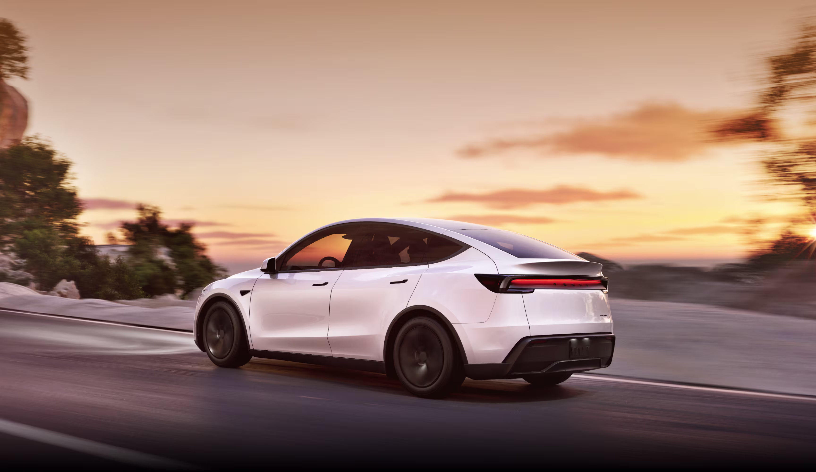 Tesla Model Y on scenic road